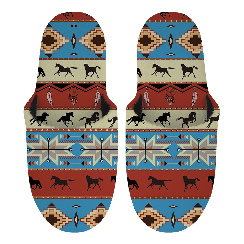 

Noisydesigns 2021 New Home Furry Slippers Striped Horse For Autumn And Winter Men's Word Large Size Cotton Slipp