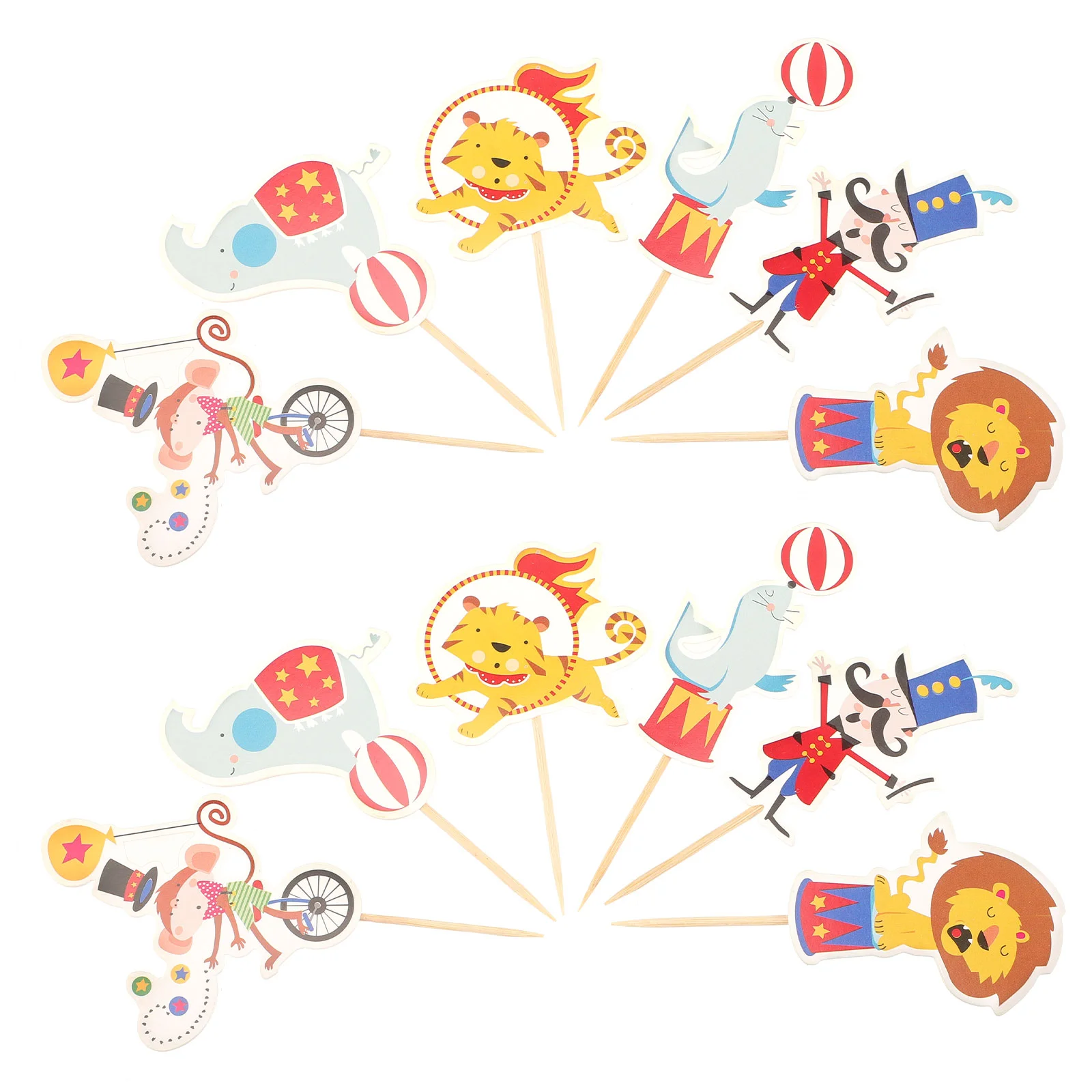 

48 Pcs Monkey Circus Cupcake Topper Circus Dolphin Cupcake Toppers Circus Theme Party Decorations Circus Clown Cake Picks