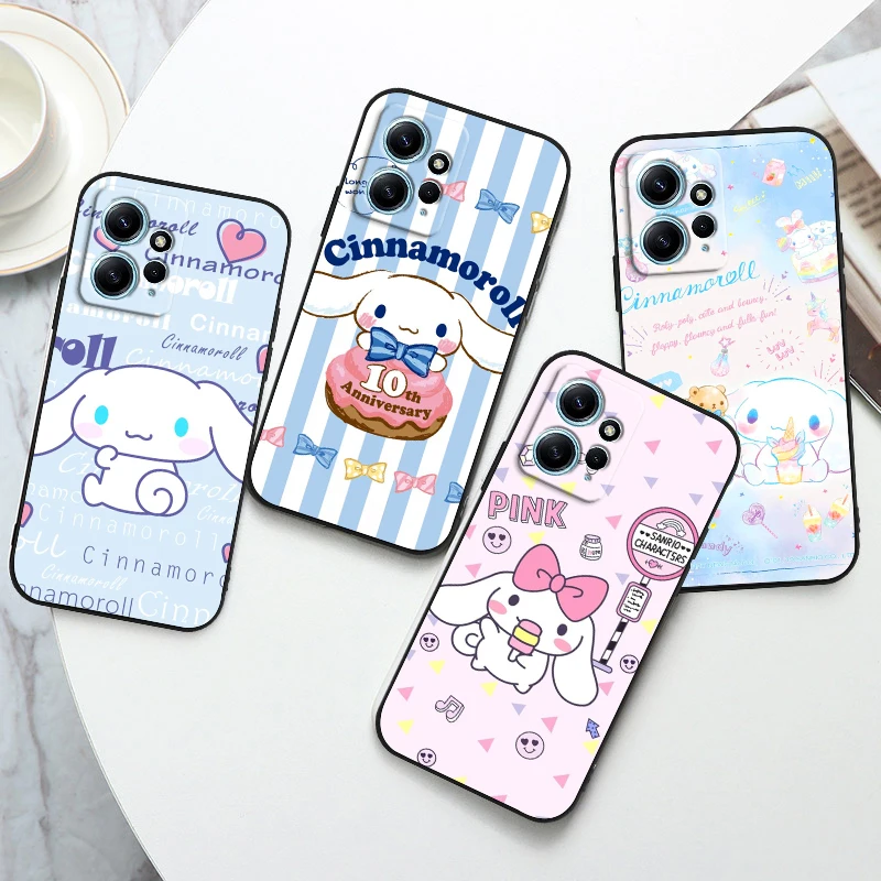 

Cinnamoroll Cartoon Cute For Xiaomi Redmi Note 12 11 11T 10 9 8 7 6 5 4 Pro 5G 4G Silicone Soft Shockproof Black Phone Case Capa