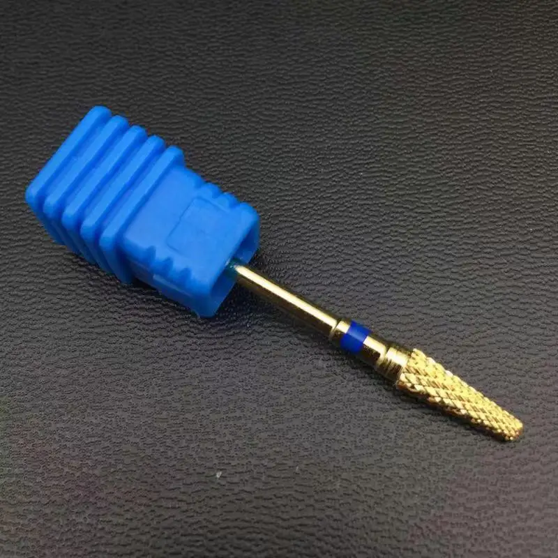1 Pcs Gold Corn-shaped Carbide Nail Drill Electric Manicure Bit Machine Milling Cutter Rotating Golden Naill Accessories Tools images - 6