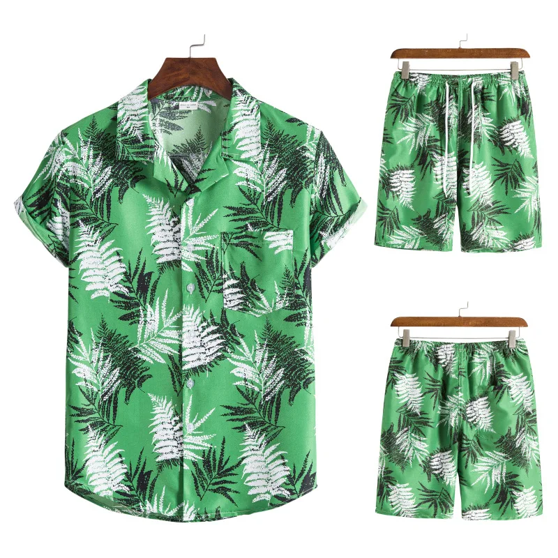 

Men's Summer Beach Suit Casual Short Sleeve Shirt Shorts Set