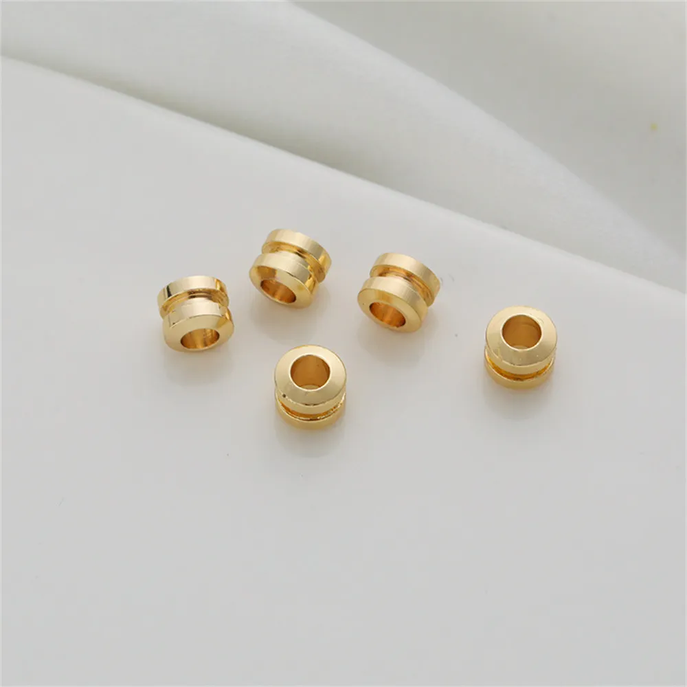 

50pcs 14K gold-covered recessed bucket Beads 4*5mm large hole beads diy bracelet necklace separated beads handmade jewelry beads