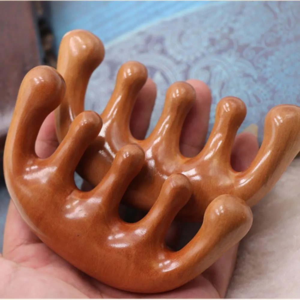 Массажная расческа для волос 5 зубьев натуральная зернистая головка инструмент