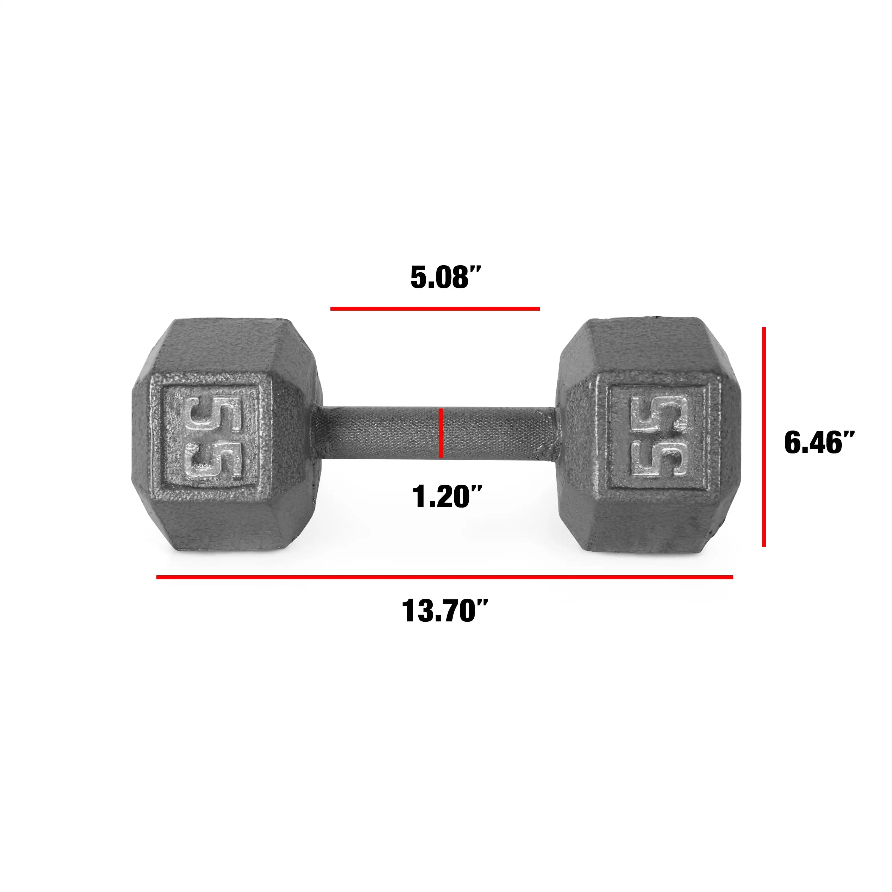 

55lb Cast Iron Hex Dumbbell, Single