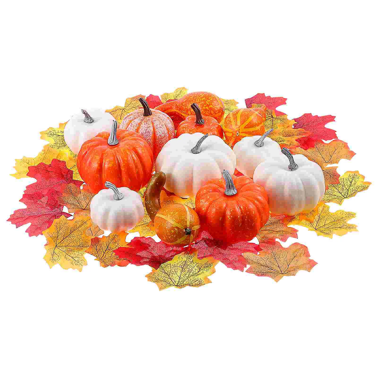 

Leaves Pumpkins Artificial Thanksgiving Decor Minipumpkin Fall Fake Home Decorating Maple Table Small Decorations Autumn
