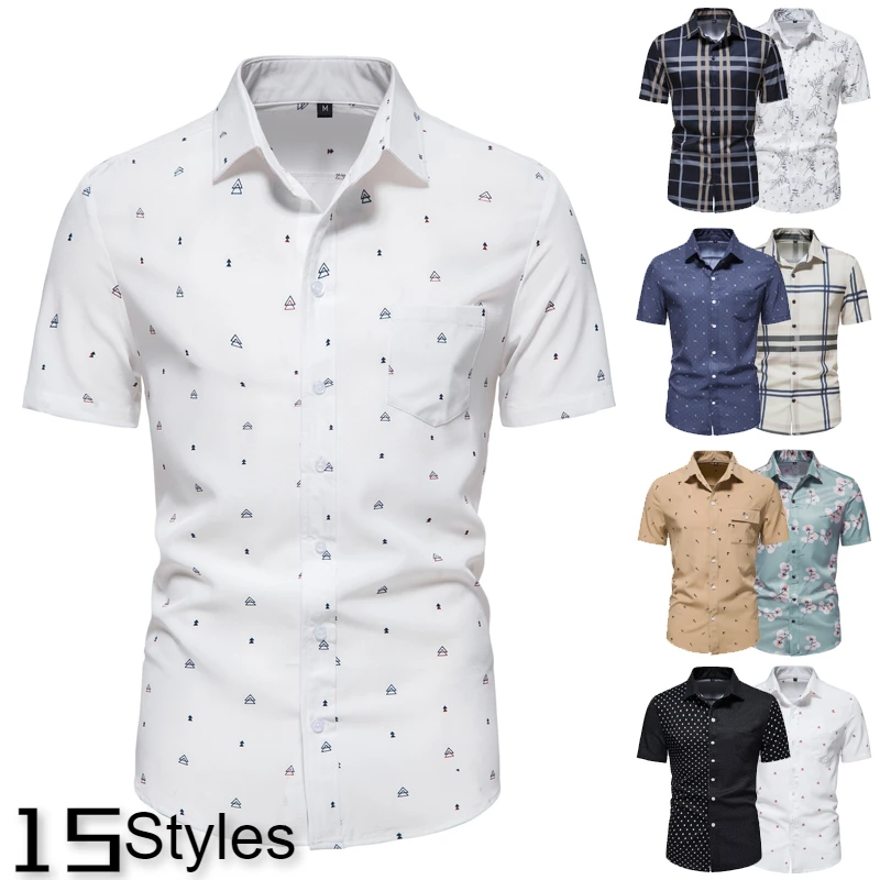 2022 Summer New Men's Fashion Printed Shirts Everyday Casual Shirts Business Office Shirts European size