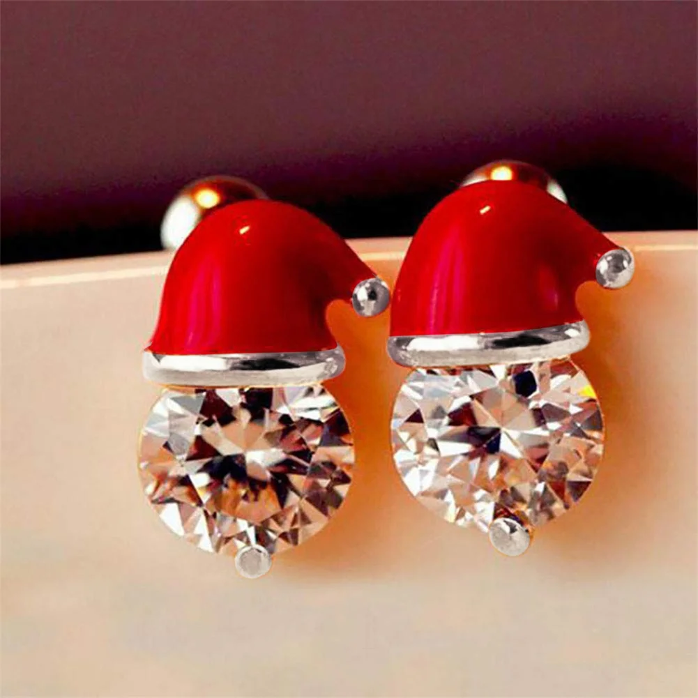 

Cute Women's Christmas Stud Earrings 2022 Trend New in Year Jewelry Gift Christmas Santa Claus Hat Reindeer Piercing Ear Rings