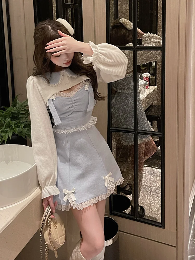 

RMZM Japanese Lolita Dress kawaii Bow Slim Mini Dress Women's Dress 2022 Party