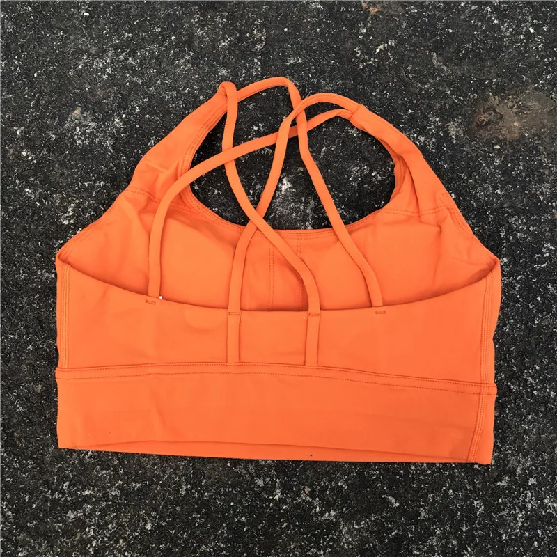 Solid Color Soft Cross Women Fitness Bra Top High Strength Push Up Yoga Underwear Comprehensive Training Jogging With Chest Pad
