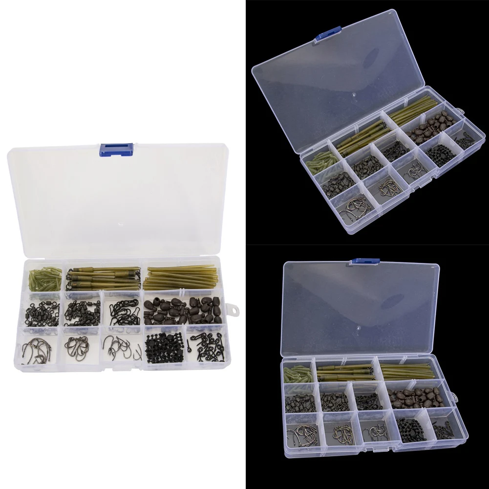 

201PCS Carp Fishing Tackle Kit Complete Set Outdoor Tackle Hooks Connectors Ring Screws Box Swivel Carp Rigs Fishing Accessories