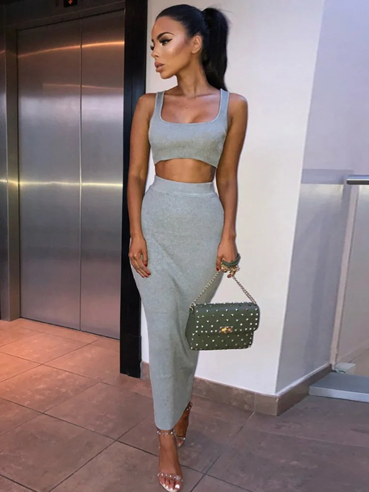 Skirt Fitness Skinny Outfit Suit Two Piece 2pc Sets