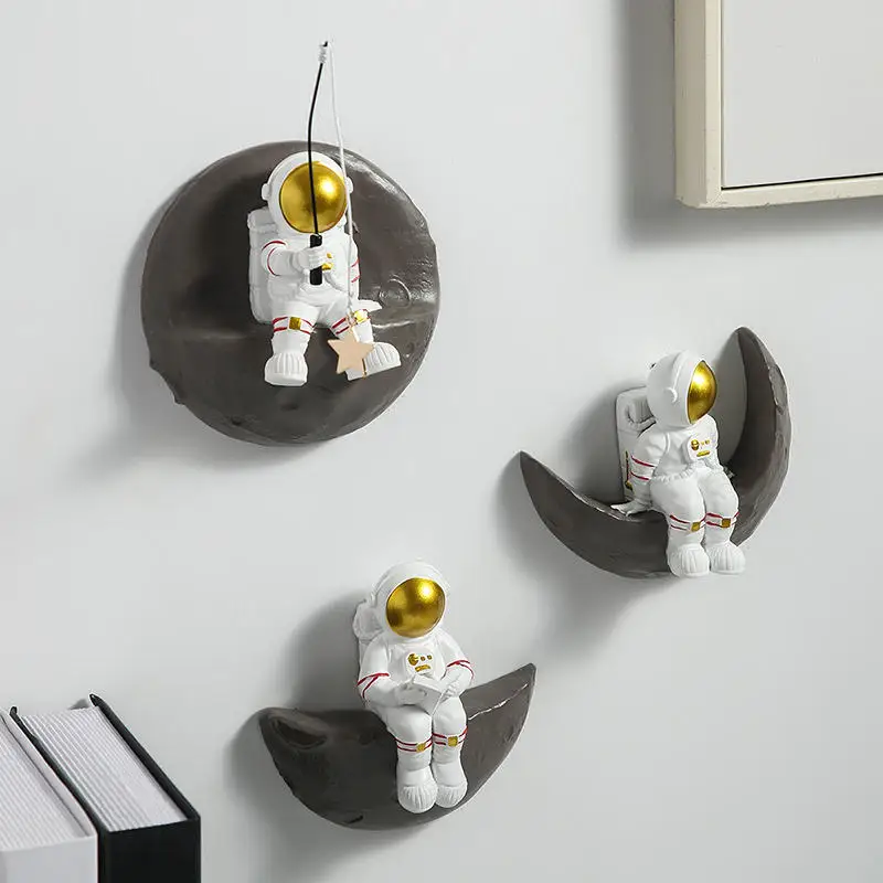 

Astronaut Cartoon Handicraft Statue Wall Blocking Three-dimensional Ornaments Children's Room Sofa Background Wall Decoration
