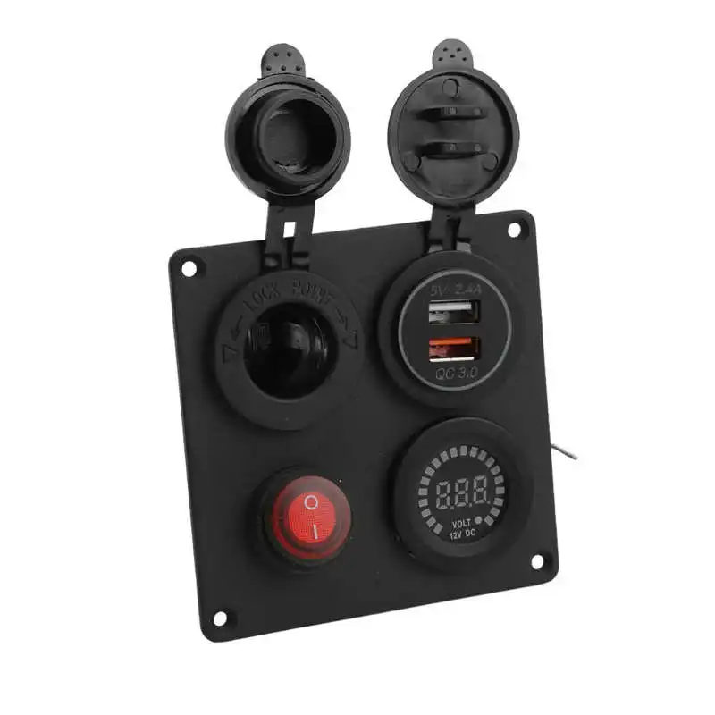 

Панель розетки прикуривателя с двойным USB-портом, многофункциональная Панель переключателя с вольтметром для автобусов и кораблей