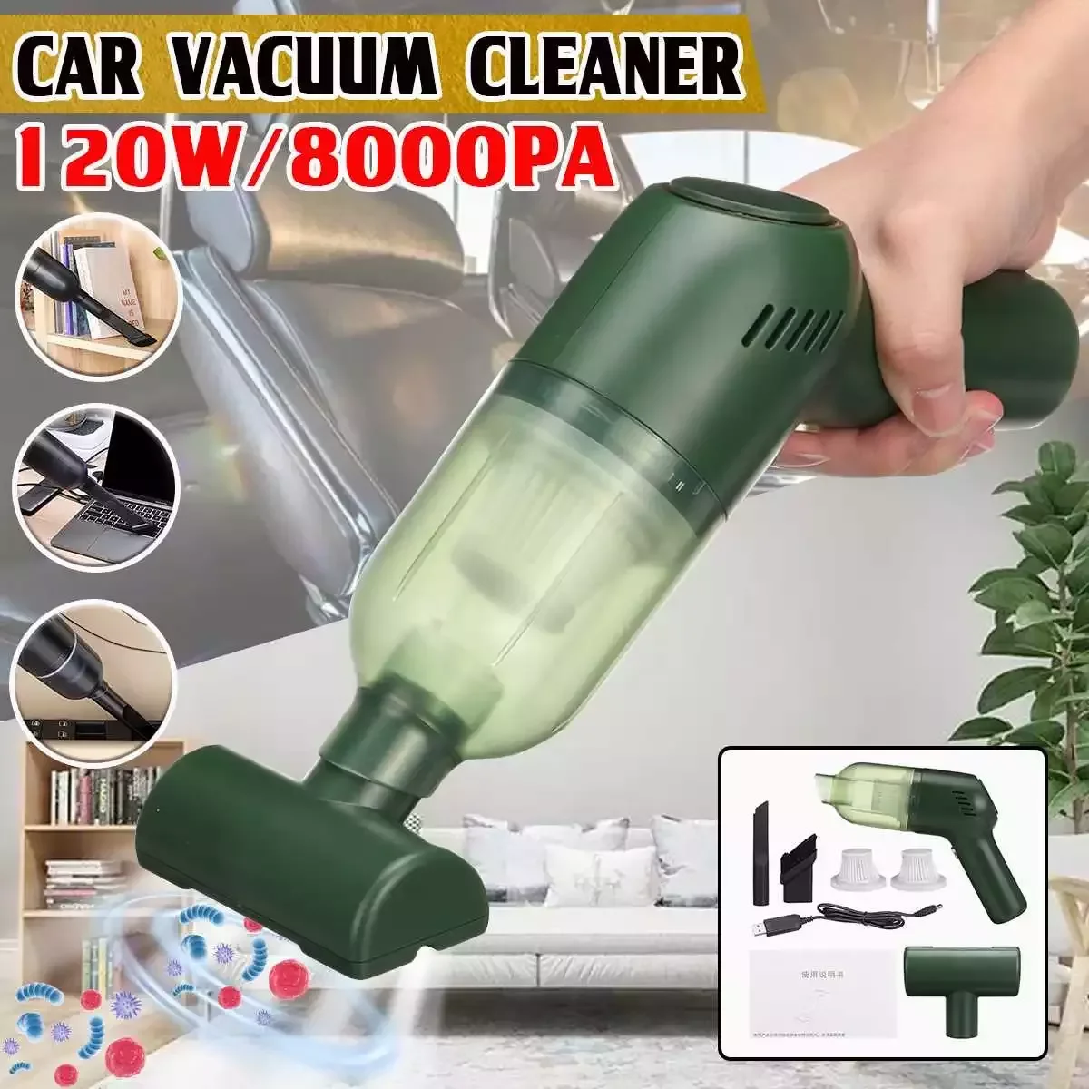 

NEW2023 Car Vacuum Cleaner 8000Pa Wireless Automatic Vacuum Cleaner For Auto Home Mini Portable Handheld Duster