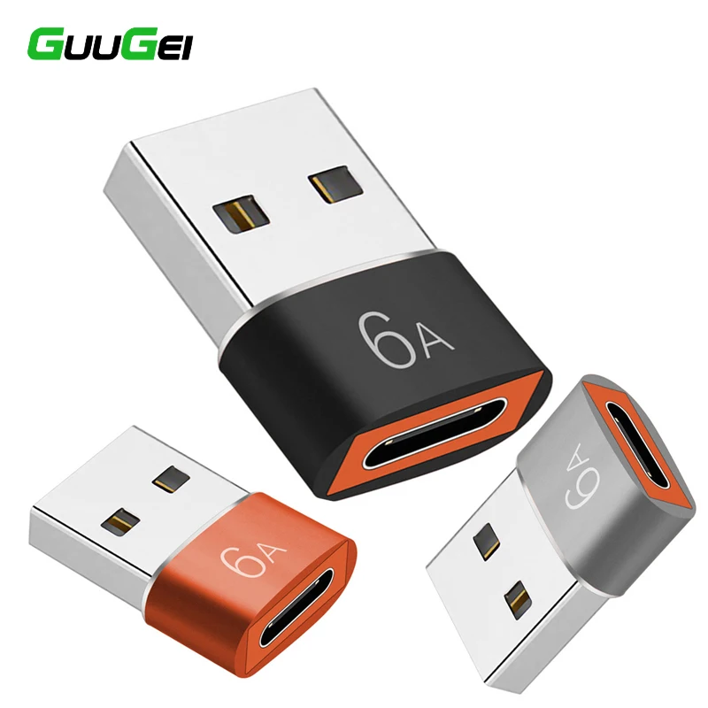 

GUUGUI 6A USB Type C OTG Adapter For Macbook Pro Samsung S20 USB C Female To USB A Male Charger PD Data Audio Adapter Connector