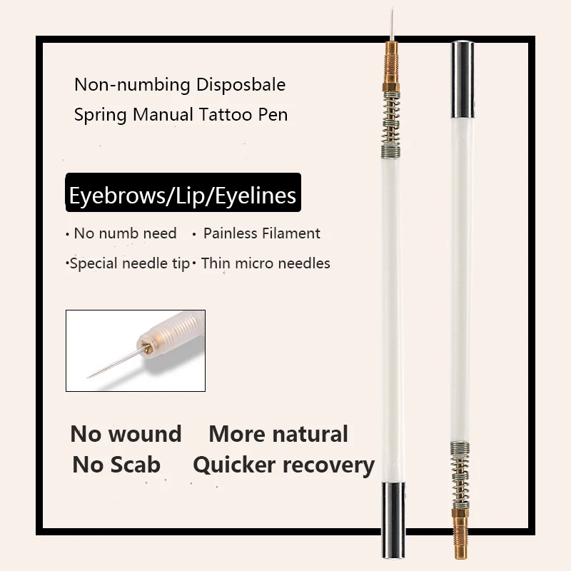 

Microblading Tattoo Manual Pen Spring Tattoo Pen Disposale Non-numb Micro Needels Permanent Makeup Micropigmentation Supplies