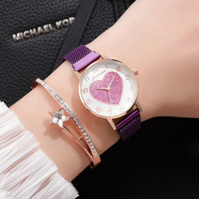 Luxury Brand Women Watches Love Magnet Watch Buckle Fashion Casual Female Wristwatch Roman Numeral Simple Bracelet