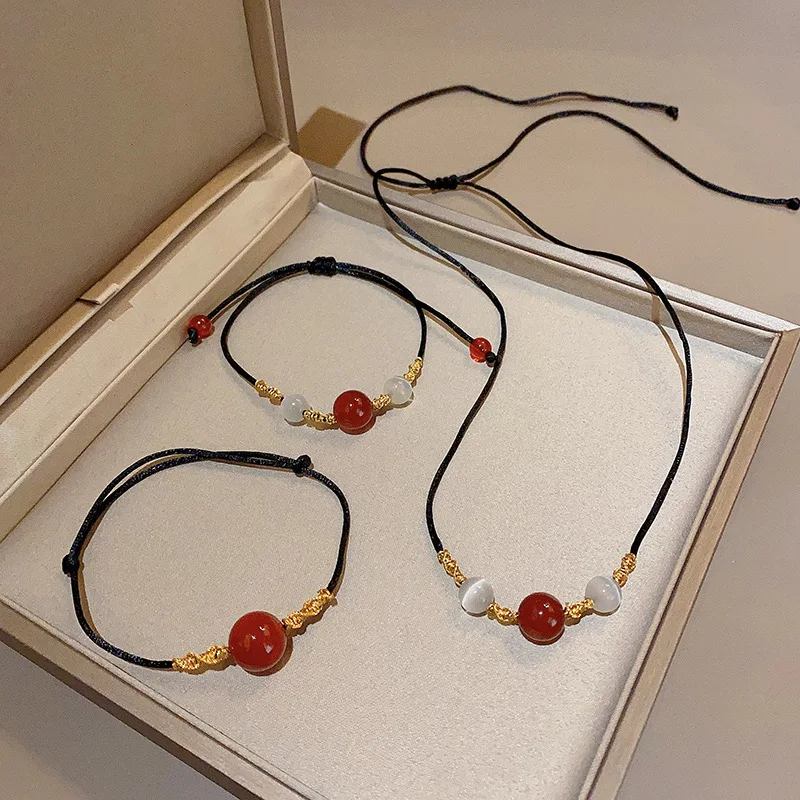 

JX*HY Korea's New Geometric Ball Acacia Bean Women Bracelet Retro Temperament Design Opal Bracelet Wholesale Jewelry