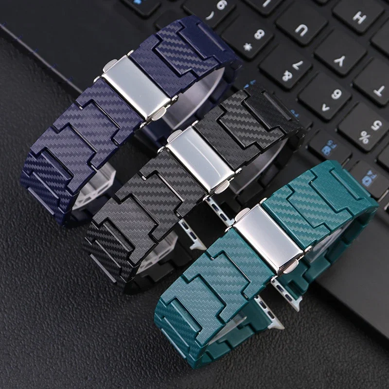 

Carbon Fiber Strap For Apple Watch Band 45mm 41mm 44mm 40mm 42mm 49mm Lightweight Link Bracelet iWatch Series 4 3 6 SE 7 8 Ultra