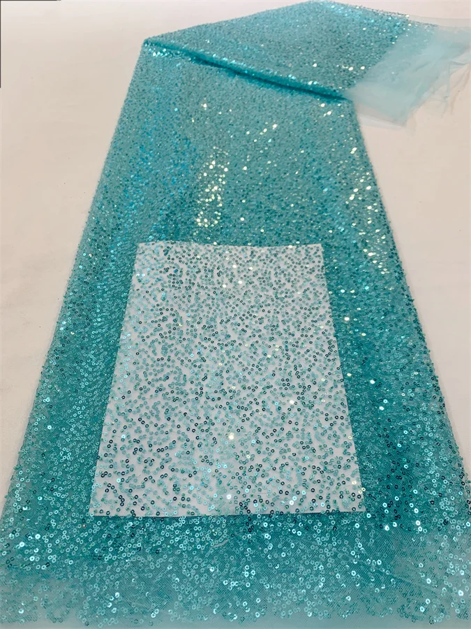 

Blue Sequin African French Net Lace Fabric 2023 High Quality Tulle Mesh Lace Bridal Nigerian Wedding Dress Lace For Woman