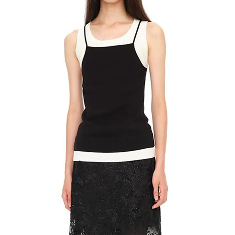 Топ женский трикотажный белый бесшовный из хлопка с круглым вырезом