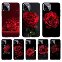 bright red rose flowers case for iphone 11 12 pro max 13 7 8 plus xr xs x 12 mini 6 6s se 2020 se2 cover shell funda coque