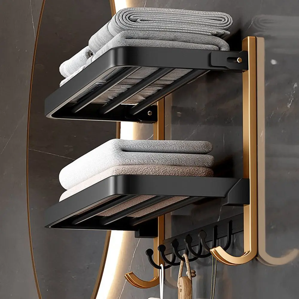 

New 2 Tier Organizer Bathroom Accessories Towel Holder Towel Storage Shelf Rack Shampoo Rack