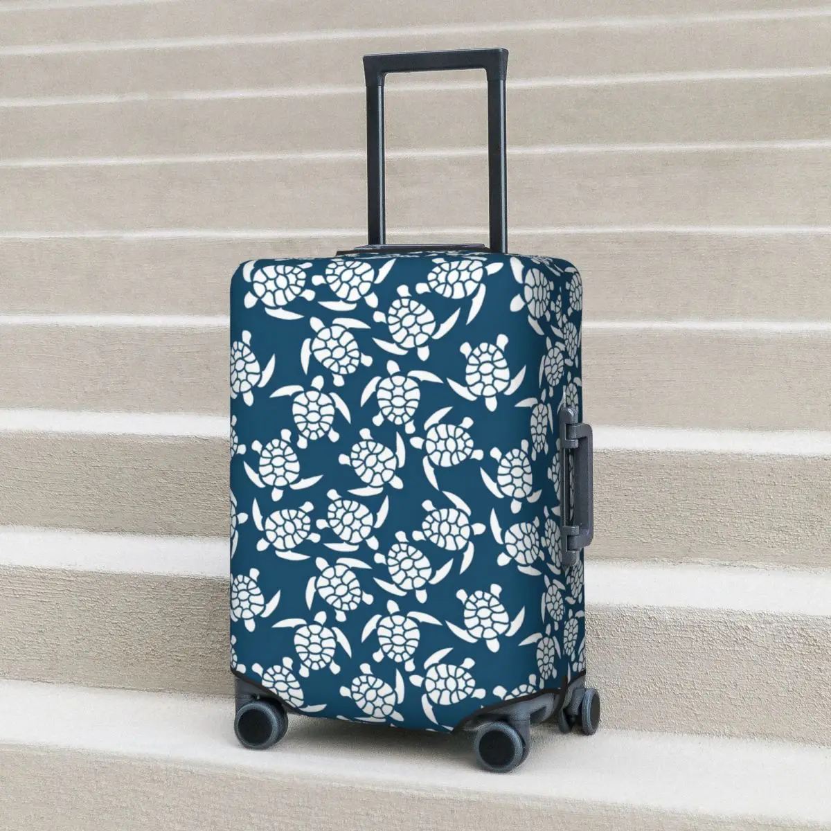 

Sea Turtle Suitcase Cover Holiday White and Blue Practical Luggage Supplies Cruise Trip Protector