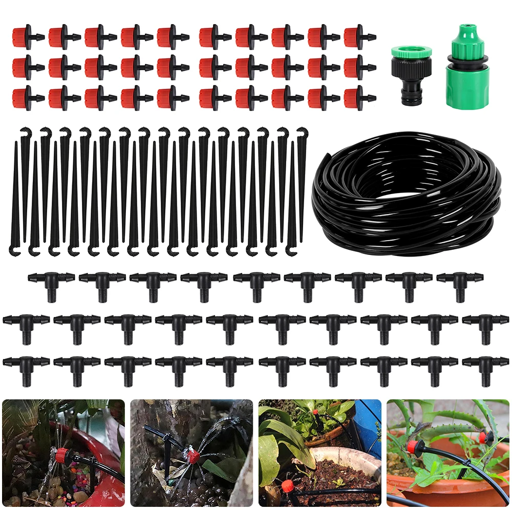 

Drip Irrigation Kit 25m Adjustable Garden Watering System with Drip Emitters Tubing and Drip Connectors Kit Automatic Irrigation