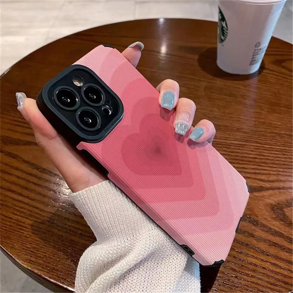 

Lovebay Gradient Pink Love Heart Silicone Phone Case For IPhone11 12 13 14 Pro Max XR XS Max 7 8 14 Plus Soft Back Bumper Covers