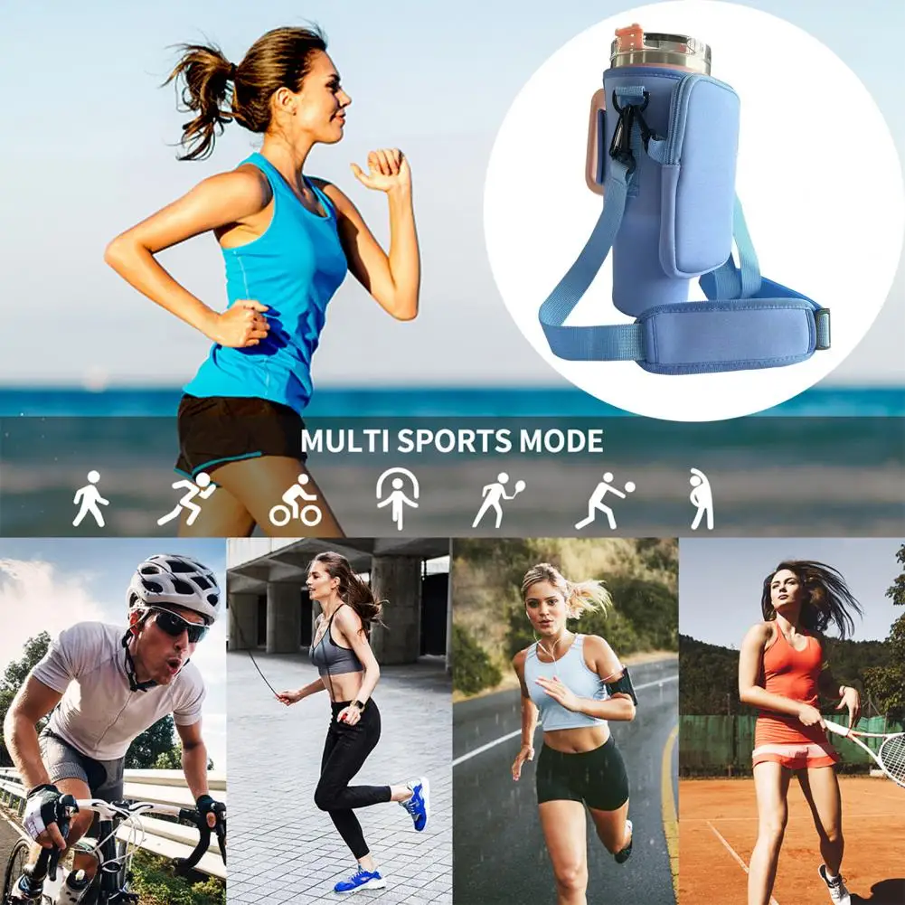 

Portable Water Bottle Bag with Pouch Versatile Water Bottle Carrier with Adjustable Strap Detachable Mug Pouch Cup for On-the-go