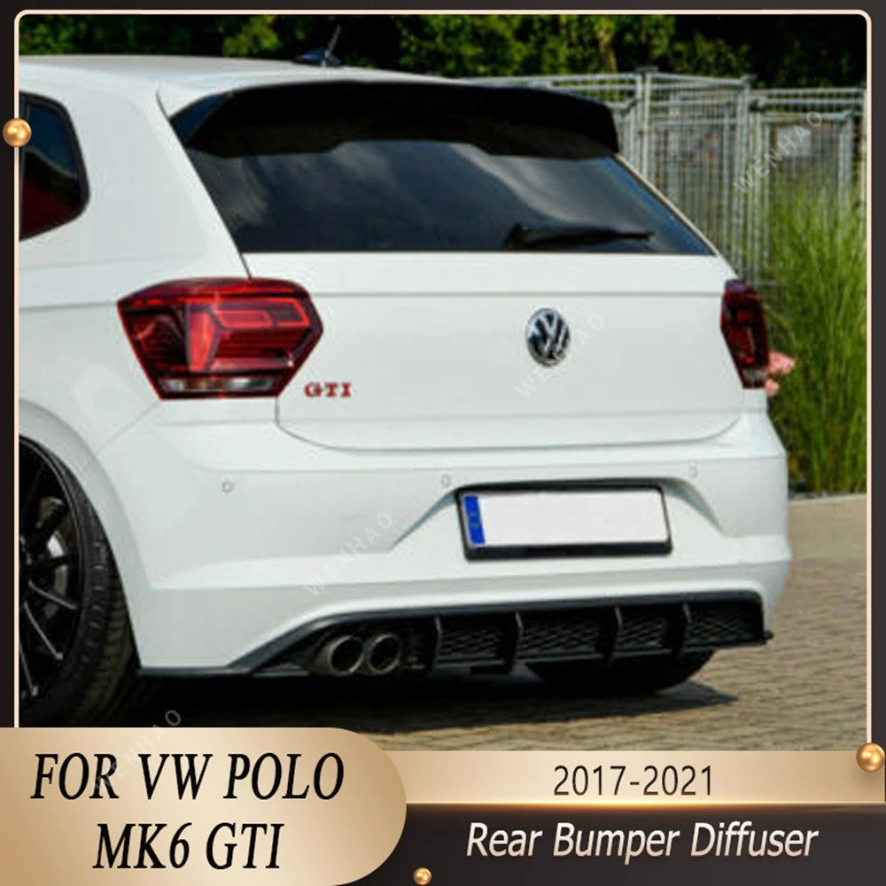 4 Fins Car Rear Bumper Diffuser For Volkswagen POLO 6 MK6 GTI GTD Rear Splitters Spoiler Lip Bodykits 2017 2018 2019 2020 2021