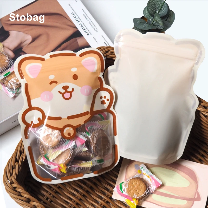

StoBag 10pcs Cartoon Plastic Ziplock Bags Cute Candy Snack Food Kids Girl Sealed Pouches Biscuit Cookies Storage Favors Party