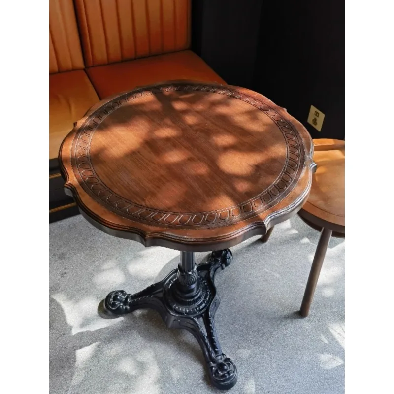 Однотонный классический кофейный столик в стиле ретро американский круглый