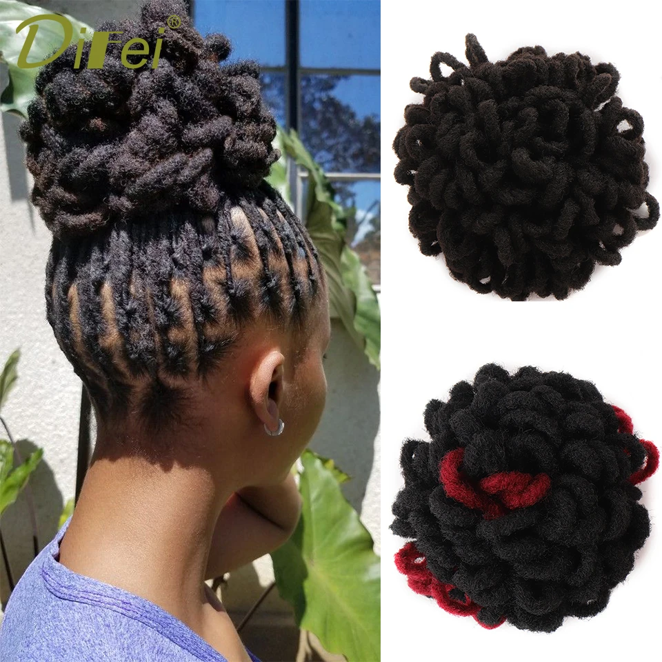 

DIFEI Synthesis Hairpiece Black Short Curly Wig African Hair For Woman Heat Resistant Ponytail Hair Extension Fakehair