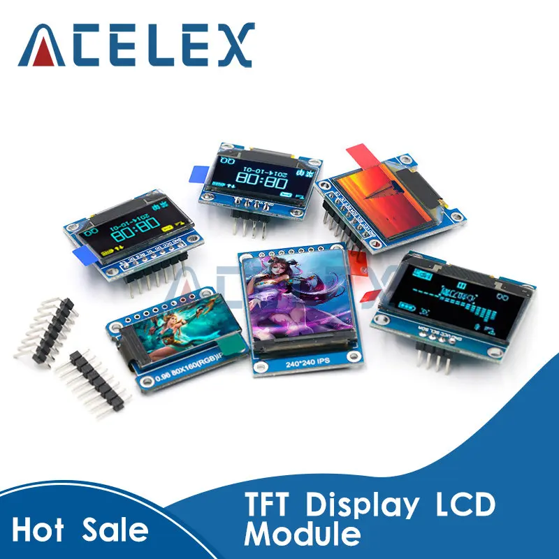 

TFT Display 0.96 1.3 1.44 1.8 inch IPS 7P SPI HD 65K Full Color LCD Module ST7735 / ST7789 Drive IC 80*160 240*240 (Not OLED)