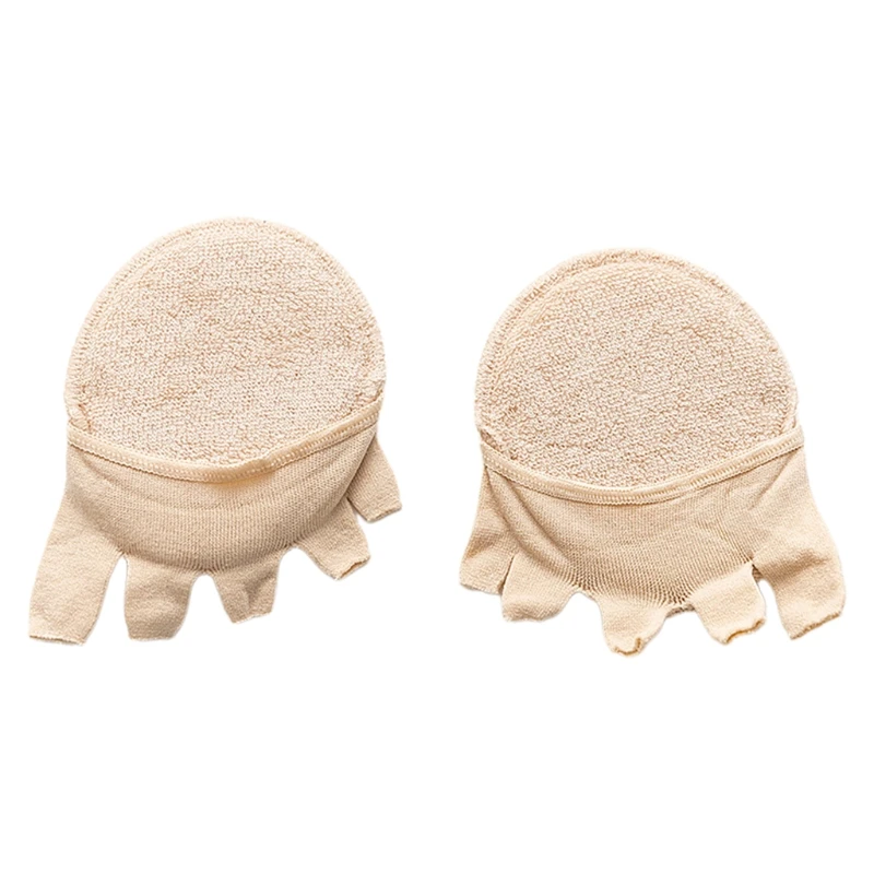

Women 5 Finger Heelless Forefoot Insoles Half Socks Toe Cover with Padding Invisible Non-Skid High Heels Liner Socks