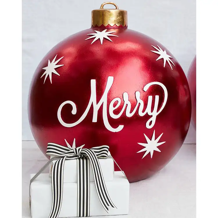 

60cm Outdoor Christmas Inflatable Decorated Ball PVC Giant Big Large Balls Xmas Tree Decorations Toy Ball Without Light