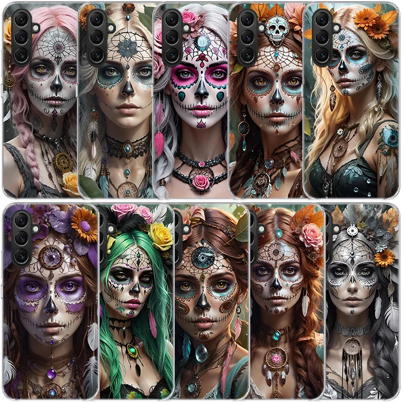 Прозрачный телефон Dreamcatcher Sugarskull для Samsung Galaxy A55 A35 A25 A15 A05S A04S A14 A24 A34 A54 A03S A13 A23 A33 A53 A73