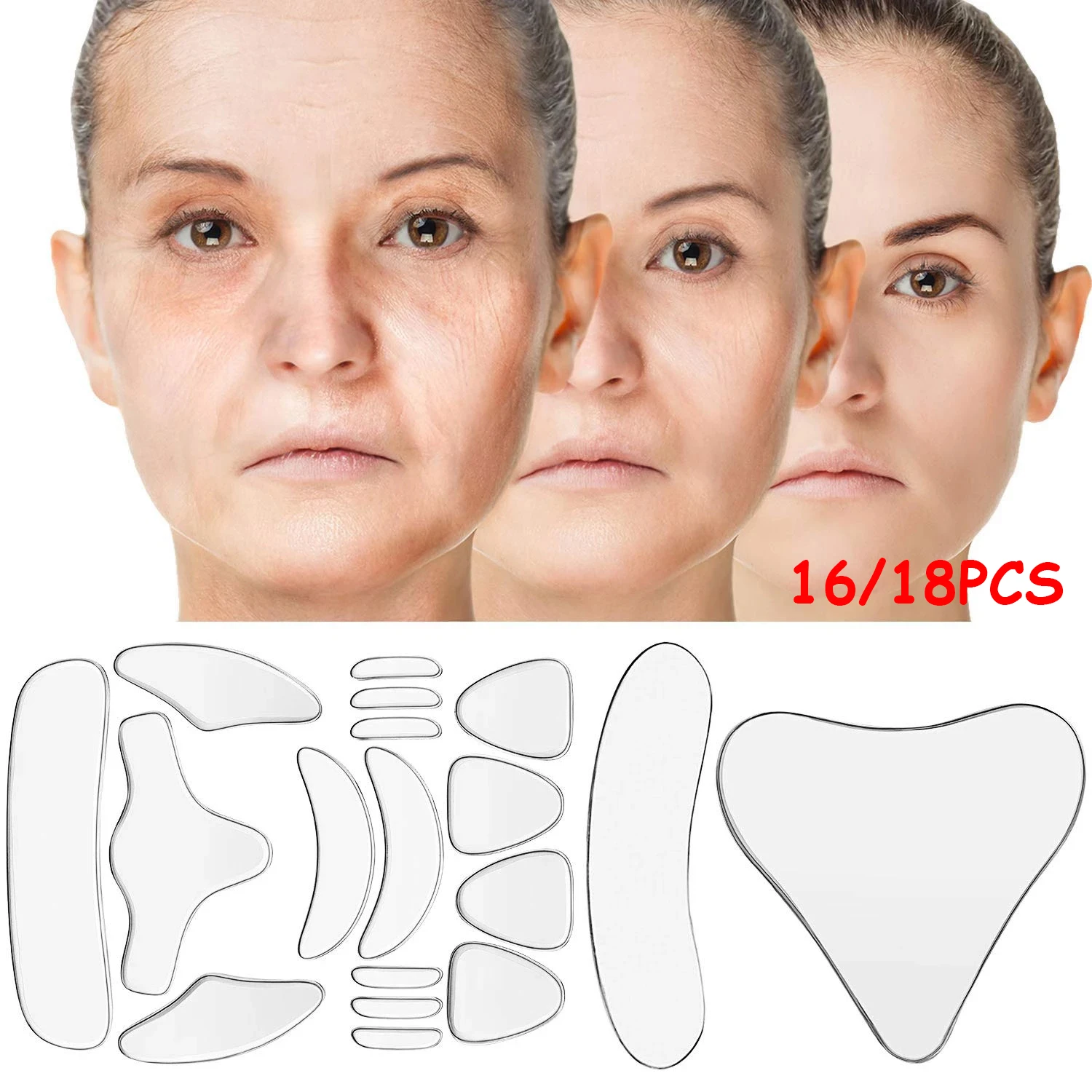 

Силиконовая наклейка против морщин, стикер для подтяжки лица, многоразовые клейкие ленты для лба, груди, шеи, глаз, уход за кожей