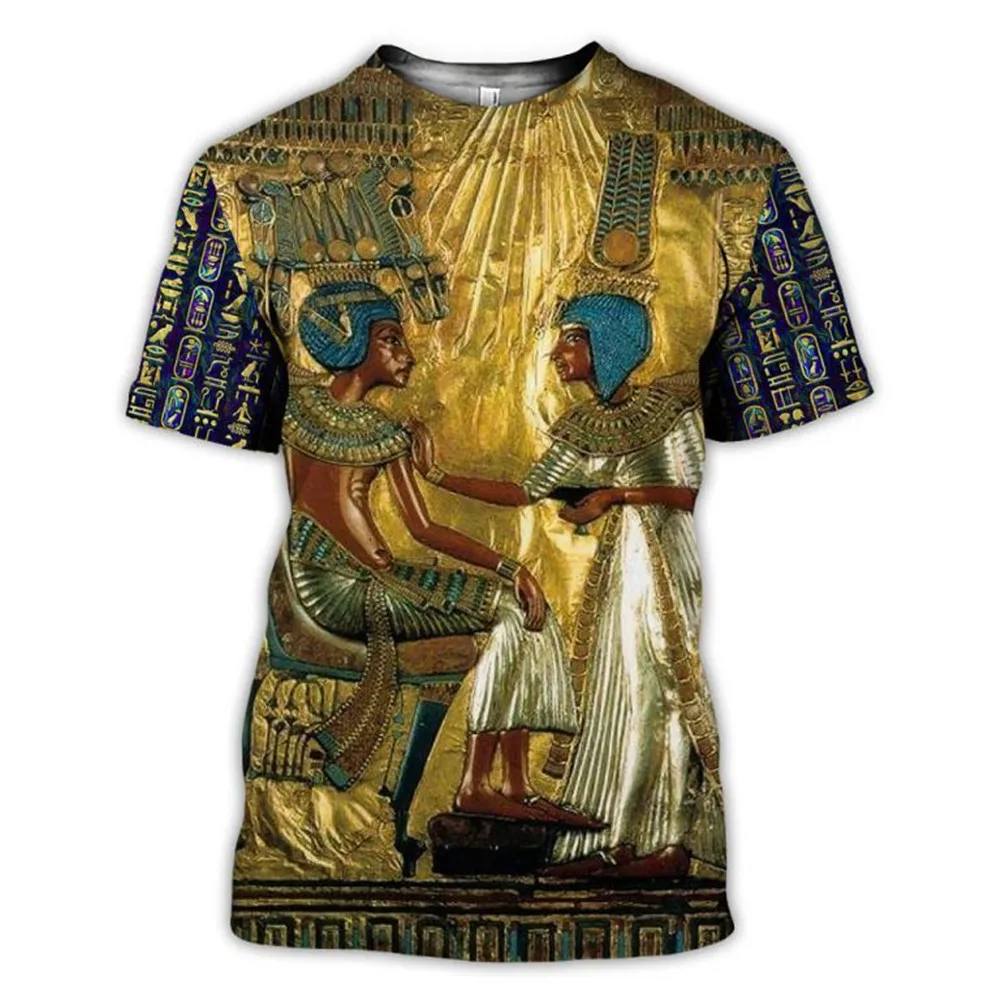

Летняя мужская футболка CLOOCL, рубашка с коротким рукавом и 3d-рисунком Древнего Египта богов богини Фараона, женская одежда, футболки, модные ...
