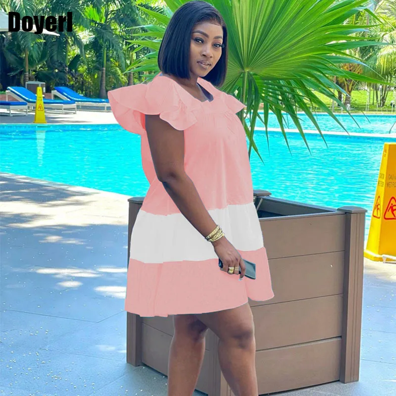 

Pink Oversized Shirt Dress Women Summer Clothes Patchwork Contrast Color Chiffon Midi Shirt Dress 2022 Loose Casual Shirt Dress