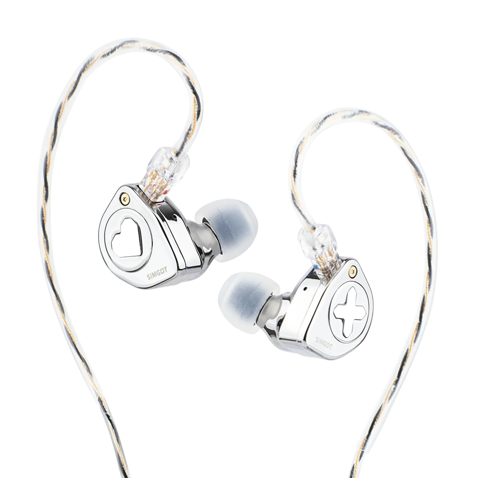 Фото Наушники SIMGOT EW300 HIFI с гибридными драйверами (1DD, 1Planar, 1PZT), съемные насадки, посеребренный кабель OFC для музыкантов №4