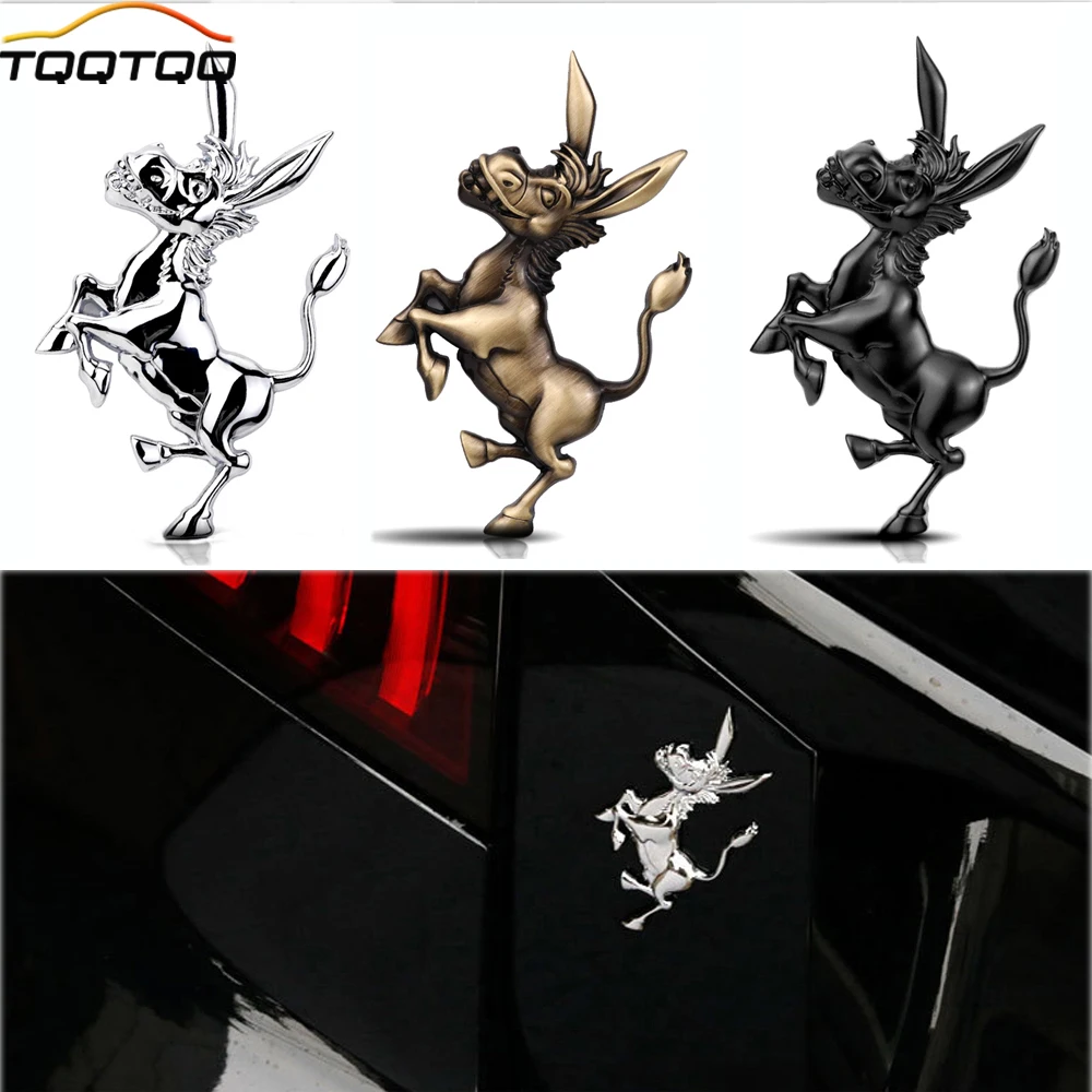 

3D Metal Donkey Car Emblem Sticker Chrome Auto Badge Sticker Bumper Decal for Car SUV Truck Motorcycle