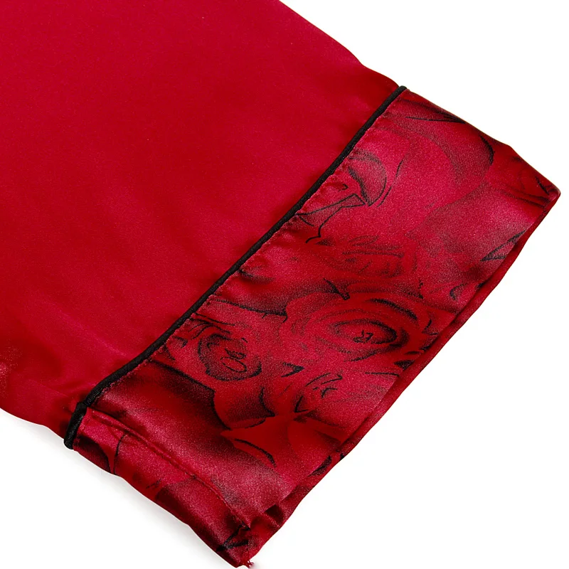 Luxury Satin Silk Robes for Men Red Long Sleeve Shawl Collar Silk Home Robe Men's Dressing Gown Men's Bathrobe Couple Clothes