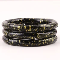 fashion gold color speckled acrylic bracelet for women bohemia resin black beads stretch bracelets set bangle 2022 charm jewelry