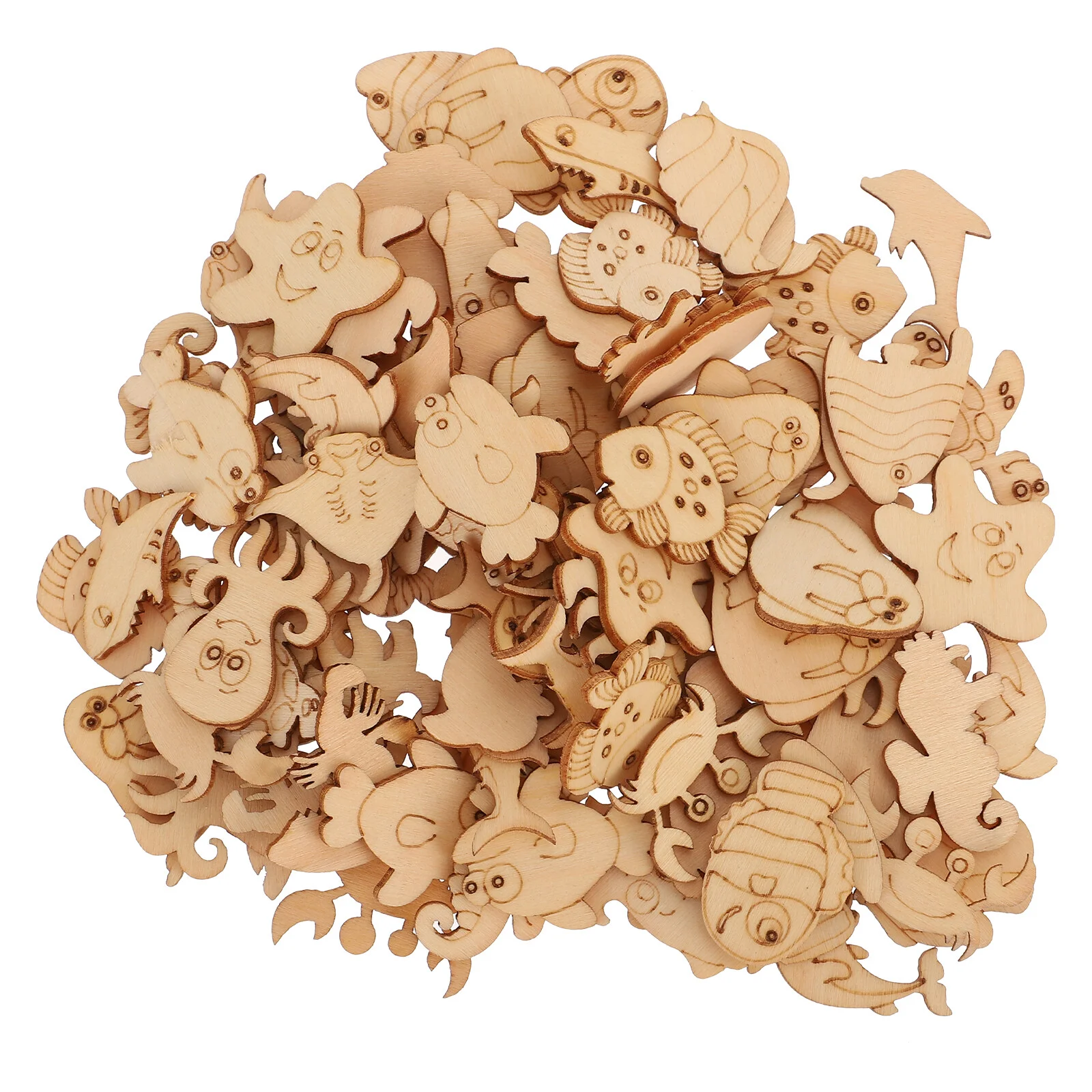 

100 Pcs Wooden Toys Cutout DIY Craft Slice Earrings Animal Blank Chip Child