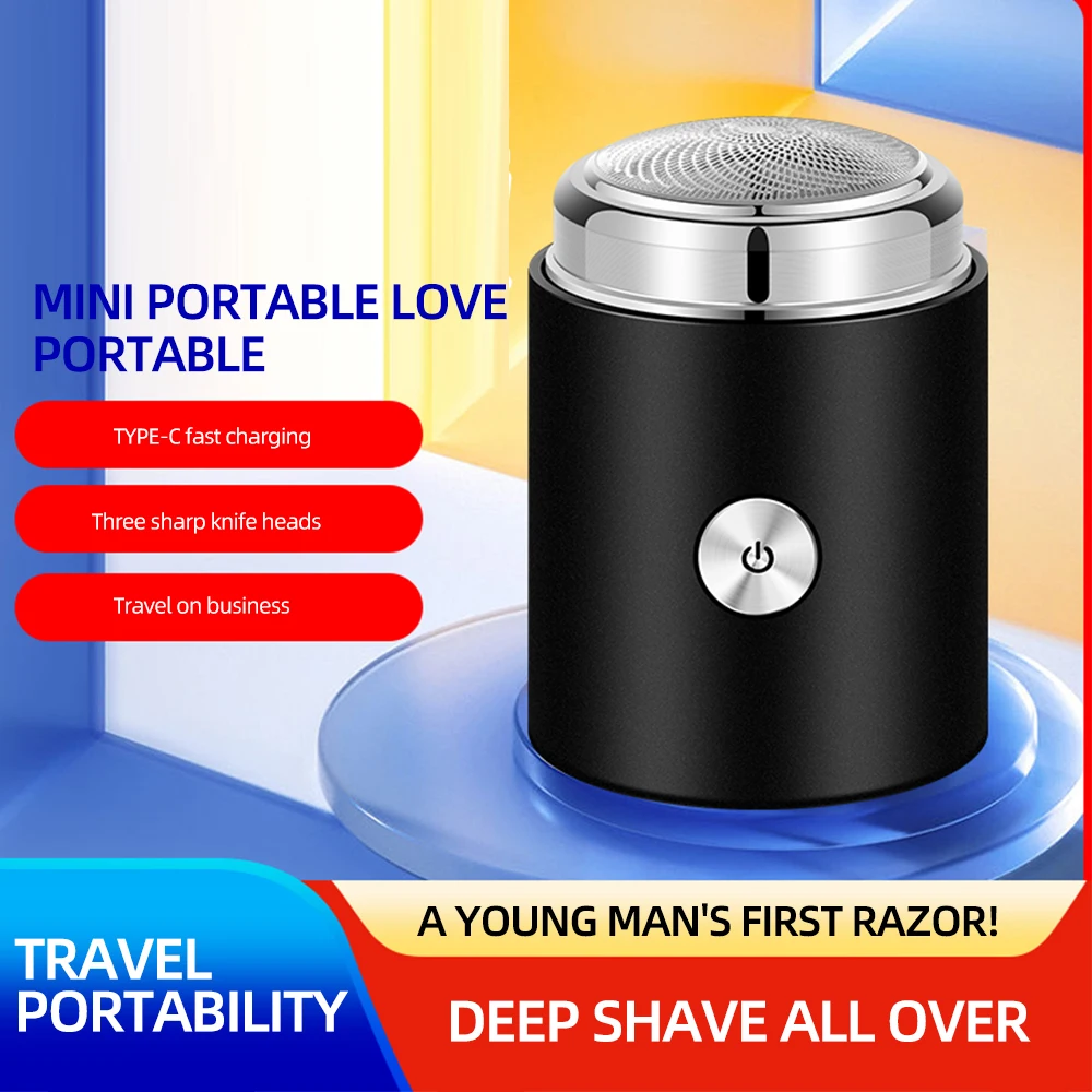 Men's Mini Travel Beard Razor Shaving Machine Wet-dry Dual Use Washable Man Rechargeable Razors Trimmer