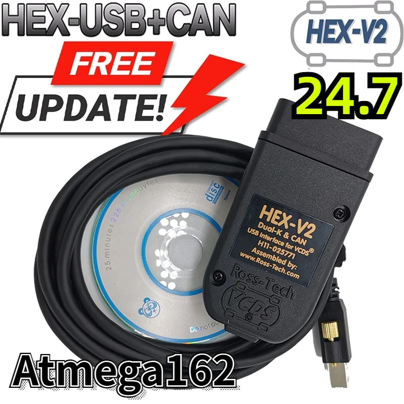 2024 новейший кабель для сканера VCDS 24 7 VAG OBD2 диагностический многоязычный HEX V2 Wesheu COM