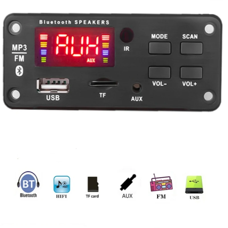

Bluetooth Tf Card Slot / Fm / Remote 12v 50w Wireless Universal Durable Car Accessories Bluetooth5.0 Decoding Board Module